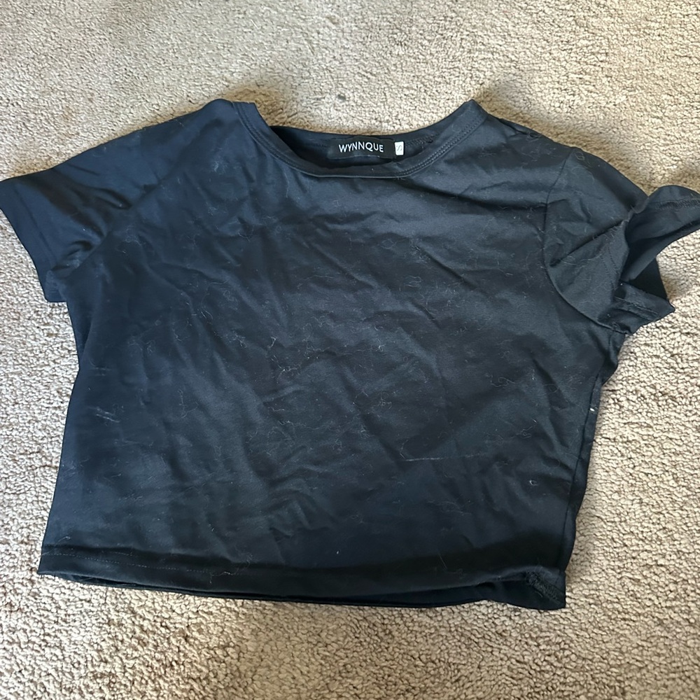 plain black tight t shirt, size small (runs big)